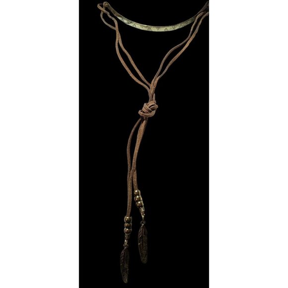 Hippie Bohemian Leather And Metal Multilayer Necklace - Picture 1 of 10